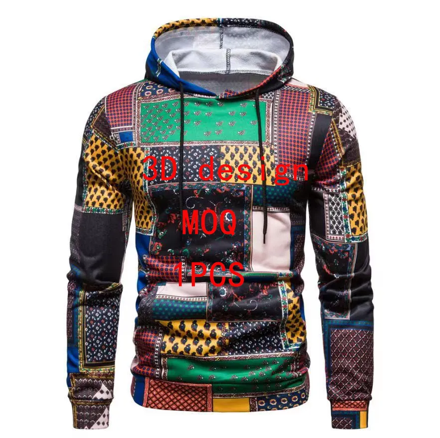 Custom New Design Men's Cotton 3D Print Hoodie with Hooded Sweatshirt Printing Long Sleeves Casual Hoodie