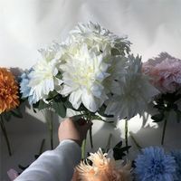 G-013 Bunga Pernikahan Artifisial 7 Tangkai Bunga Putih Dekorasi Sutra Dahlia Daisy Buket