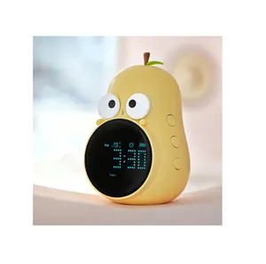 2024 new creative cartoon cute pear alarm clock USB rechargeable fruit shape night light children's room clock