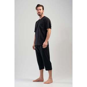 <b>Man</b> Village Printed Capri <b>Pajama</b> <b>Set</b> 100% Cotton Short Sleeve Knitted Sleepwear <b>Men's</b> - Product Image 3