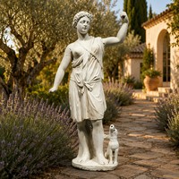 Statue de Diane la chasseuse en marbre blanc sculptée à la main - Sculpture de jardin traditionnelle grandeur nature