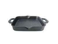 Poêle à griller carrée en fonte pré-assaisonnée avec deux poignées, poêle à frire robuste pour steaks, idéale pour cuisson sur cuisinière et au four
