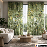 Gorden Jendela Transparan Motif Bunga Bahan Polyester Linen Lebar 300cm Dekorasi Rumah Modern 130 GSM