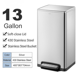 13 gallon 50L commercial stainless steel foot pedal home kitchen recycling waste bin garbage box trash can for shopping malls