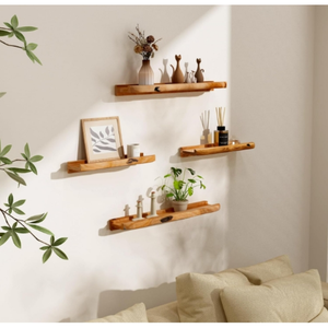 Juego <span class=keywords><strong>de</strong></span> 2 estantes flotantes <span class=keywords><strong>de</strong></span> pared hechos a mano con borde natural <span class=keywords><strong>de</strong></span> madera <span class=keywords><strong>de</strong></span> <span class=keywords><strong>cedro</strong></span> para marcos <span class=keywords><strong>de</strong></span> fotos - Product Image 4