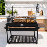 Barbecue argentin Santa Maria, station de grillade robuste au charbon de bois avec système de hauteur réglable, pour cuisson en extérieur