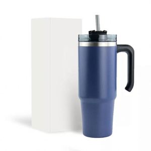 Wholesale Customized Good Quality 20oz 30oz Coffee Cup Powder Coated Stainless Steel Tumbler <b>Mug</b> in Bulk With Straw and Handle - Product Image 3