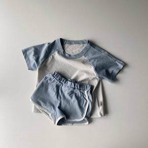 Ensembles de vêtements pour enfants, T-shirt et short en coton de couleur tendance été 2021, pour garçons et filles - Product Image 4
