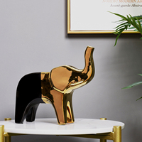 Sculpture de table décorative moderne en forme d'animal, décoration noire et dorée, statue d'éléphant de luxe, objets de décoration pour la maison