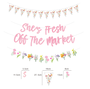 新鮮なワイルドフラワーのテーマ彼女は市場から新鮮なグリッターペーパーバナーお誕生日おめでとうパーティーデコレーション用品 - Product Image 5