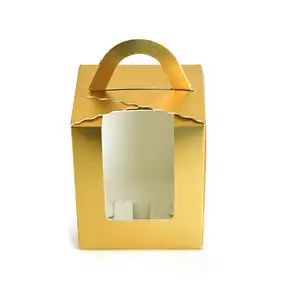 Imballaggio alimentare di scatole di carta per scatole di torta alte pieghevoli in oro di alta qualità