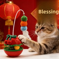 Year Horse Tumbler Katzenspielzeug: Selbstunterhaltender Katzenminze-Teaser-Stab mit Feder, interaktiver Katzen-Drehteller, intellektuelles Haustierspielzeug