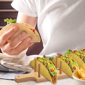 Soporte personalizado de madera de bambú <span class=keywords><strong>para</strong></span> tacos, venta al por mayor 4 piezas soporte de madera <span class=keywords><strong>para</strong></span> tacos con asa estante <span class=keywords><strong>para</strong></span> tacos <span class=keywords><strong>para</strong></span> regalo de cocina de charcutería - Product Image 3