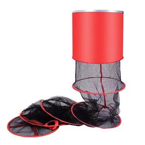 Filet de pêche pliable en polyéthylène, filets de capture rouges et noirs, sac de protection pour poissons avec poignée pour la pêche en plein air - Product Image 5