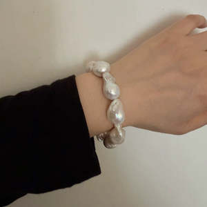 Pulsera WENCHI para Mujer, Perlas Barrocas Naturales en Forma de Cola de Pez, Bañada en Oro y Cobre, 15-16 cm, 30 g, DB2-12, Accesorio Artesanal - Product Image 5