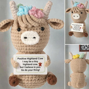 Mini 100 Styles positif pomme de terre Highland <span class=keywords><strong>vache</strong></span> à <span class=keywords><strong>la</strong></span> main inspirant Crochet tricoté poupées en Polyester Durable pour émotionnel - Product Image 3