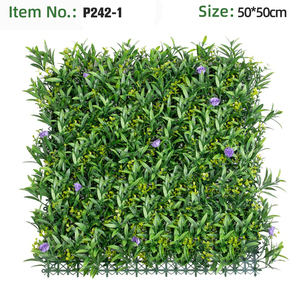 Panneau de haie artificielle en plastique, type feuille verte, plante, mousse, herbe, buis, fleur, pour intérieur et extérieur, comme toile de fond, pour aménagement paysager et terrasses - Product Image 5