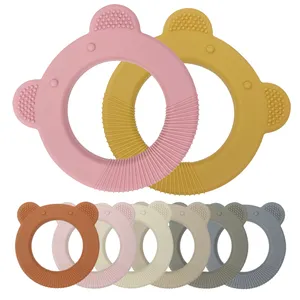 Low MOQ Bear Teethers Factory Price Baby Silicone Teether Toy Infant Sore Gums Pain Relieve Teething Discomfort Custom Logo