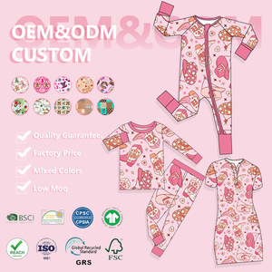 Maßgefertigter Rüschen-Reißverschluss-Pyjama Zufälliger Charakter-Druck Baby Kinder Überraschungsbox Charakter Bambus-Pyjamas - Product Image 6