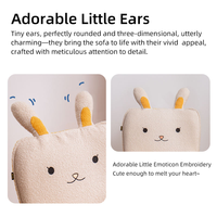 Fauteuil enfant en peluche motif lapin de dessin animé, fauteuil de lecture pour tout-petits en polaire Teddy, pieds en bois en option, chaise de jeu pivotante pour enfants