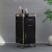 Chariot de rangement moderne pour salon de coiffure, rotation à 360 degrés, grande capacité de charge, rangement multi-niveaux, finition dorée, facile à utiliser
