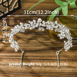 Nouvelle coiffe de mariée européenne et américaine en gros, bandeau en alliage et cristal avec un design exquis de feuilles et de fleurs pour mariage - Product Image 6