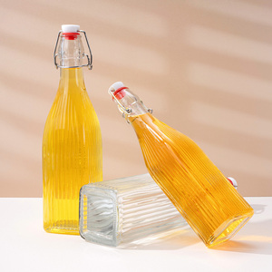 Bouteille en verre carrée transparente de haute qualité de 500 ml pour la fabrication de kombucha à domicile, avec bouchon à bascule hermétique - Product Image 5