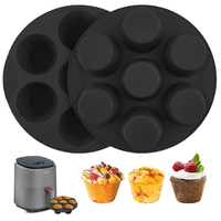 Personnalisé OEM & ODM Noir 6/7/8/9 pouces Vente à Chaud Outils de Pâtisserie 7 Cavies Accessoires pour friteuse à Air Moule à Gâteau en Silicone de Qualité Alimentaire