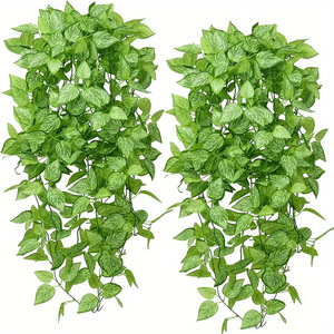 Ning Chen Artificial Green Ivy Vines Hanging <b>Wall</b> <b>Decor</b> Plastic Silk Plants Indoor Outdoor Greenery 60cm Length - Product Image 1
