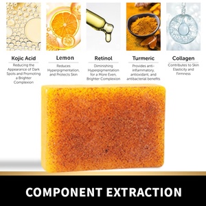Logo privato gratuito curcuma limone acido Kojic fatto a mano Bar saponetta smacchiatore per bagno e viso - Product Image 3