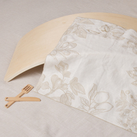 Nappe et serviettes en lin pur brodées de fleurs, haute qualité, prix d'usine, pour table à manger et mariage