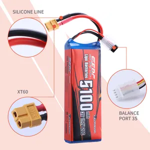 SUNPADOW 3S 11.1V 5100mAh Lipo Battery 20C With XT60 Plug For RC Airplane Quadcopter Helicopter Drone FPV Racing Hobby