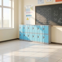 Casier électronique coloré en plastique ABS sécurisé pour enfants avec 14 compartiments pour le rangement des cartables en classe de maternelle