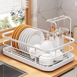 Factory Direct Price Dish Bowl Drain <b>Storage</b> Rack Metal Basket Organizer <b>Kitchen</b> Sink Dishes <b>Storage</b> Rack with Utensil Holder - Product Image 1
