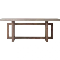 Table console en bois massif de style américain, imitation ciment, miroir, or rose, style wabi-sabi, rétro, vieilli, industriel, minimaliste, entrée