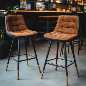 Tabouret de bar en velours nordique de luxe moderne pivotant réglable en métal haut comptoir tabouret chaises de bar - Product Image 5