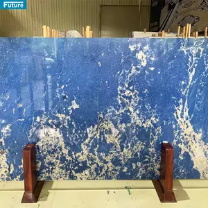 ब्लू लक्जरी संगमरमर प्राकृतिक पत्थर की पटिया टाइल खाने की मेज कॉफी टेबल मंजिल दीवार संगमरमर मोज़ेक टाइल वॉटरजेट