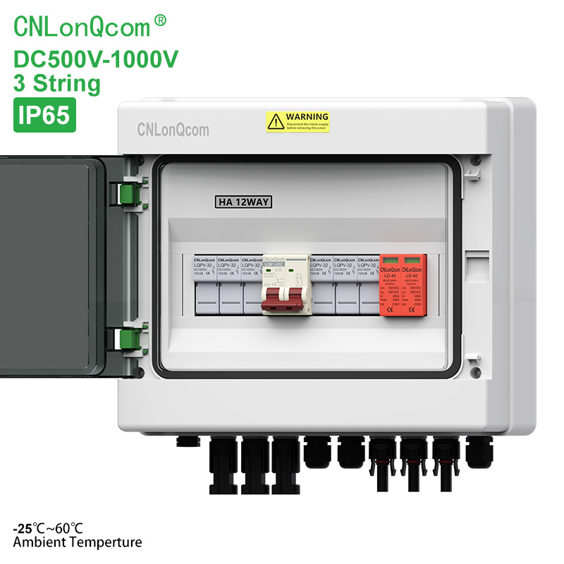 Прямой с завода CNLonQcom 3-в-1, DC500V 15A ~ 63A IP65 PV комбайнер с MCB и молниеносной защитой для солнечной панели, Rvs
