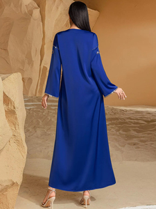 Gaun Pesta Panjang Desain Sederhana Romantis Warna Biru Alami Berlian Buatan Tangan dari Arab Saudi, Abaya Mewah Sederhana Sharut 2025 - Product Image 3