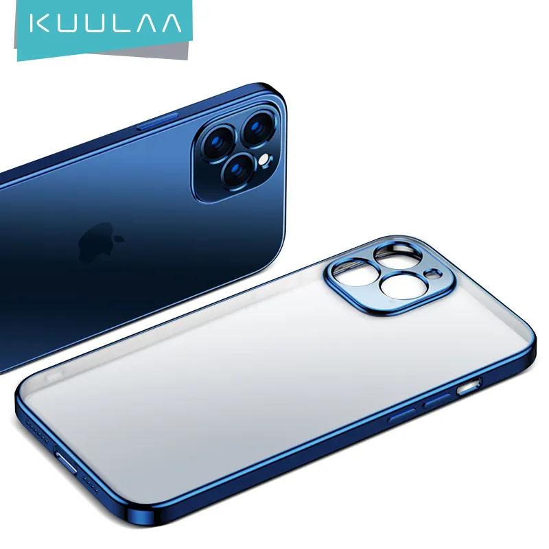 KUULAA Blu Caro Cassa Del Telefono Della Copertura Per il iPhone 12 Trasparente della Cassa Del Silicone di Energia Elettrica