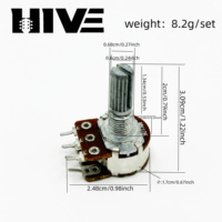 Potentiomètre électronique double à axe moleté HIVE 20mm C10K MN10K pour contrôle du volume et du tonalité de guitare électrique