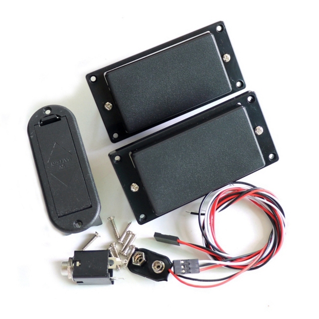 Hot 1set Active Humbucker Guitar Pickups (Metal & Plastic) Epoxy Sealed Black with Battery Case and Connect Wires for HH Guitars