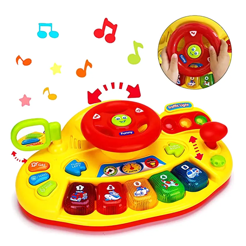 Baby Musical Toy Light Up Steering Wheel Toy with Traffic Light & Sound Infant Learning kids light up educational toy