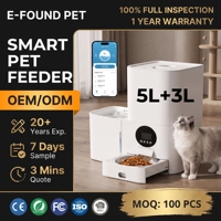Distributeur d'eau et de nourriture intelligent 2-en-1 pour chat, réservoir de nourriture de 5 L, distributeur d'eau de 3 L, bol en acier inoxydable, contrôle par application, minuterie, étanche