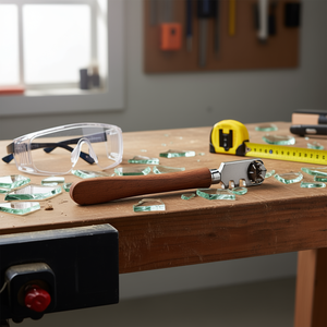 เครื่องตัดกระจกสแตนลีย์พร้อมด้ามจับไม้และล้อปรับได้เพื่อการตัดที่แม่นยำ - Product Image 3