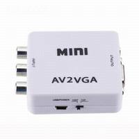 Convertisseur Wodexun AV vers VGA 1080P Composite 3RCA vers VGA Adaptateur Vidéo pour Ordinateur Téléviseur Projecteur Affichage Métal Blanc