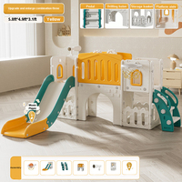 Équipement d'aire de jeux pour enfants intérieur/extérieur Maison de jeu d'escalade intérieure en PE Ensemble de toboggans en plastique pour tout-petits Cerceau de basket-ball pour la maison