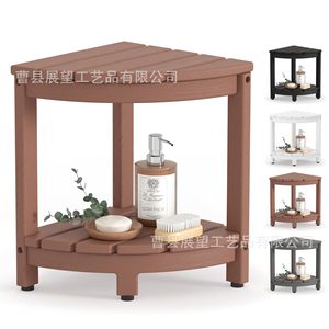 Outlook Bathroom <b>Stool</b> Solid Wood <b>Adjustable</b> <b>Height</b> Anti Slip Corner Storage Shelf for Shower Toilet Room - Product Image 2