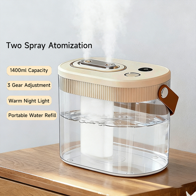 Hot Sale Modern 1400ml Tank 3 Mist Modes Digital Display Night Light USB Plug-in Portable Mini Cool Air Humidifiers for Office