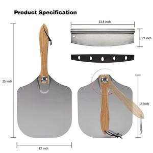 Pala para <span class=keywords><strong>Pizza</strong></span> Plegable de Aluminio con Mango de Madera, 12 x 14 Pulgadas, con Cubierta Protectora para <span class=keywords><strong>Pizza</strong></span> Casera - Product Image 2
